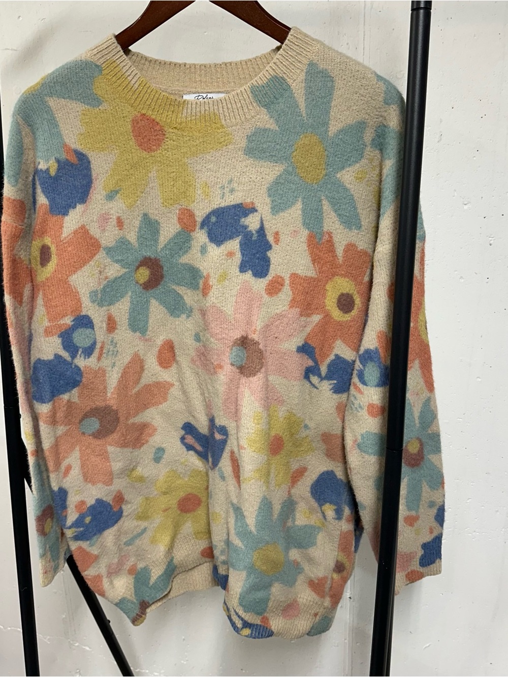 Polagram Pastel Floral Crewneck Sweater in Cream, Blue, Pink, Yellow